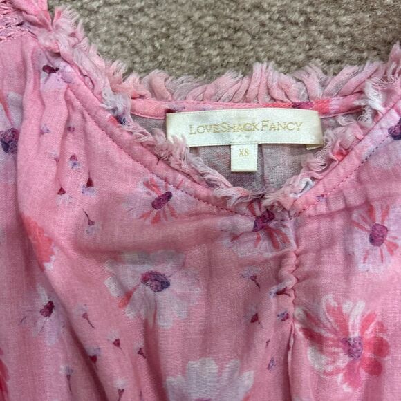 LoveShackFancy Pink Floral Sleeveless Norelli Ruffled Mini Dress - Picture 4 of 5